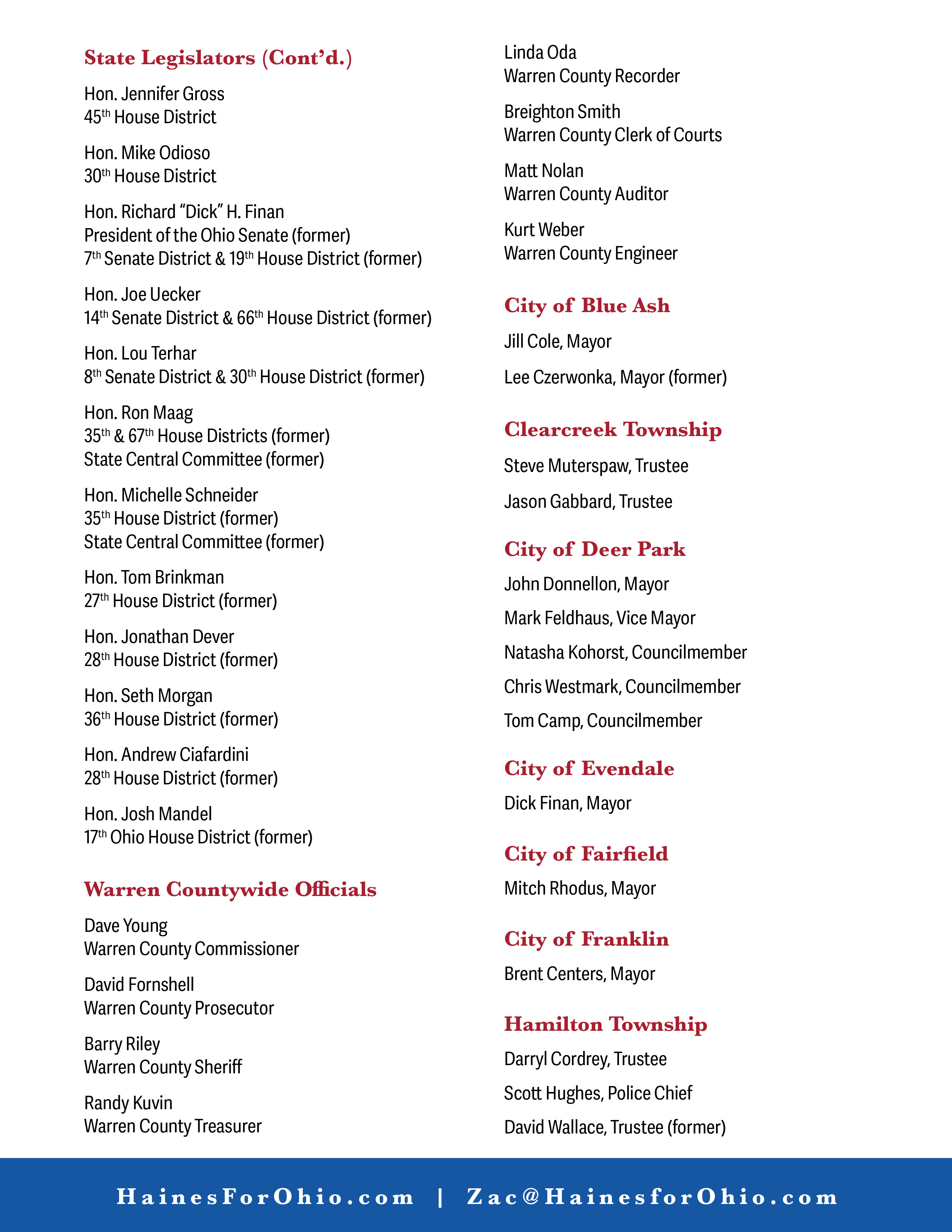 Zac Haines endorsements Page 2