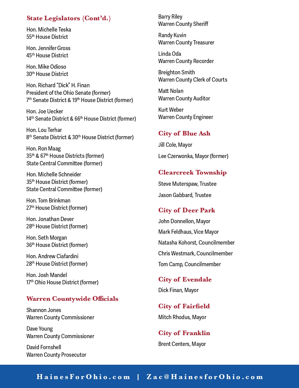Zac Haines endorsements Page 2