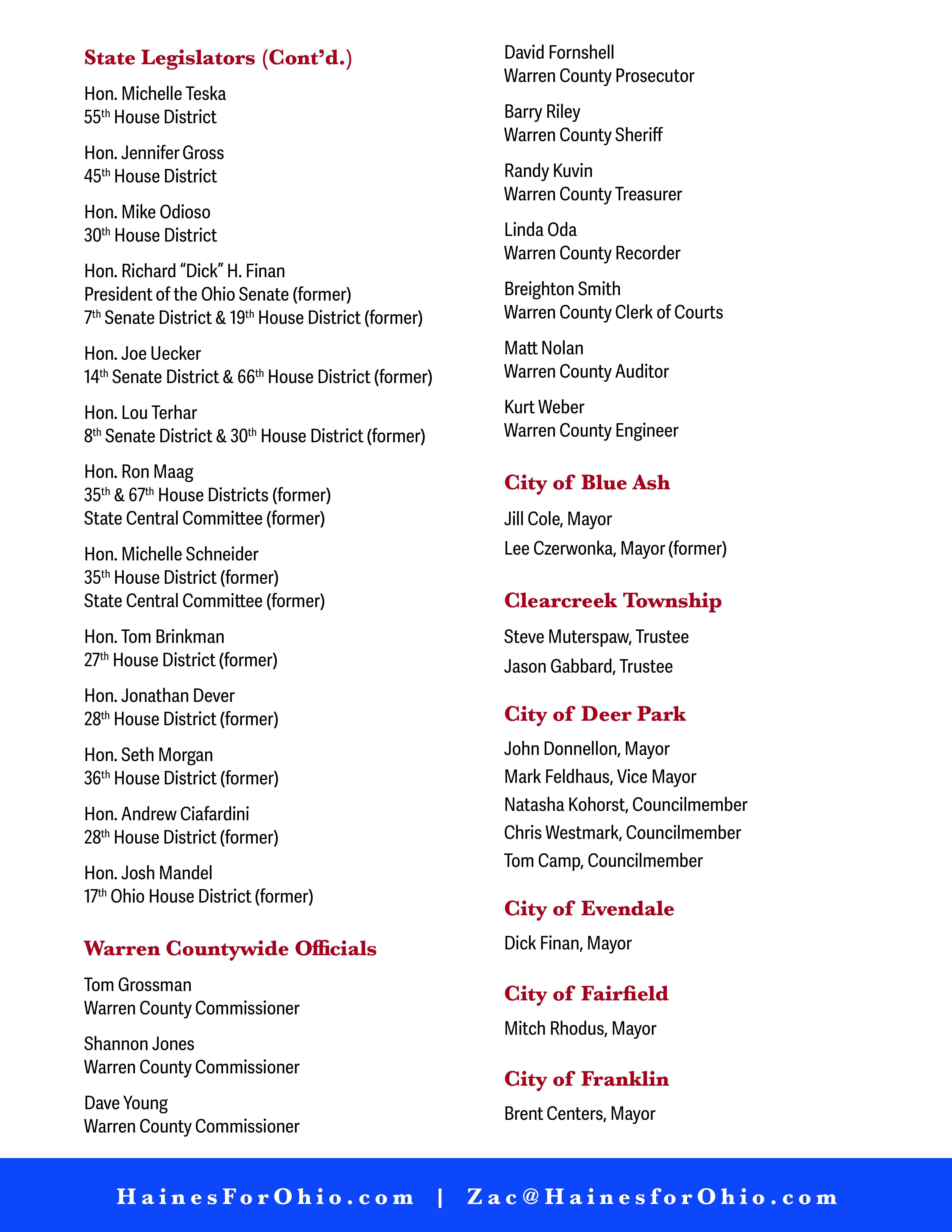 Zac Haines endorsements Page 2