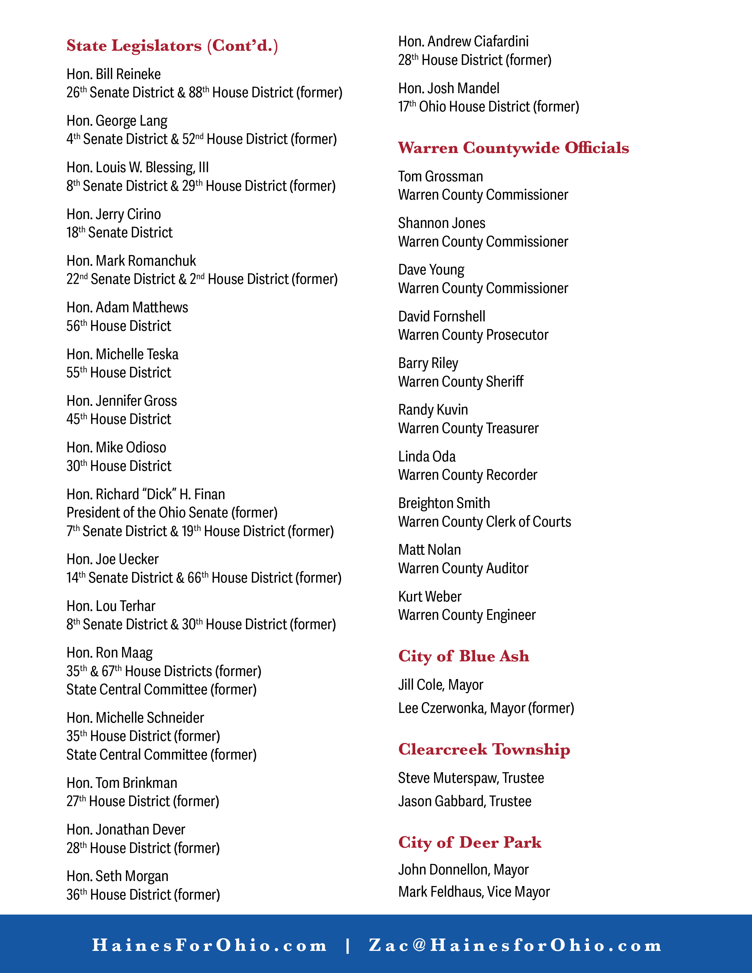 Zac Haines endorsements Page 2